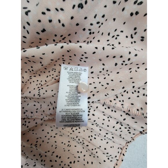 Adrianna Papell Womens Pleated Peplum Blouse Small Champagne Irregular Dot NWT - Picture 5 of 9